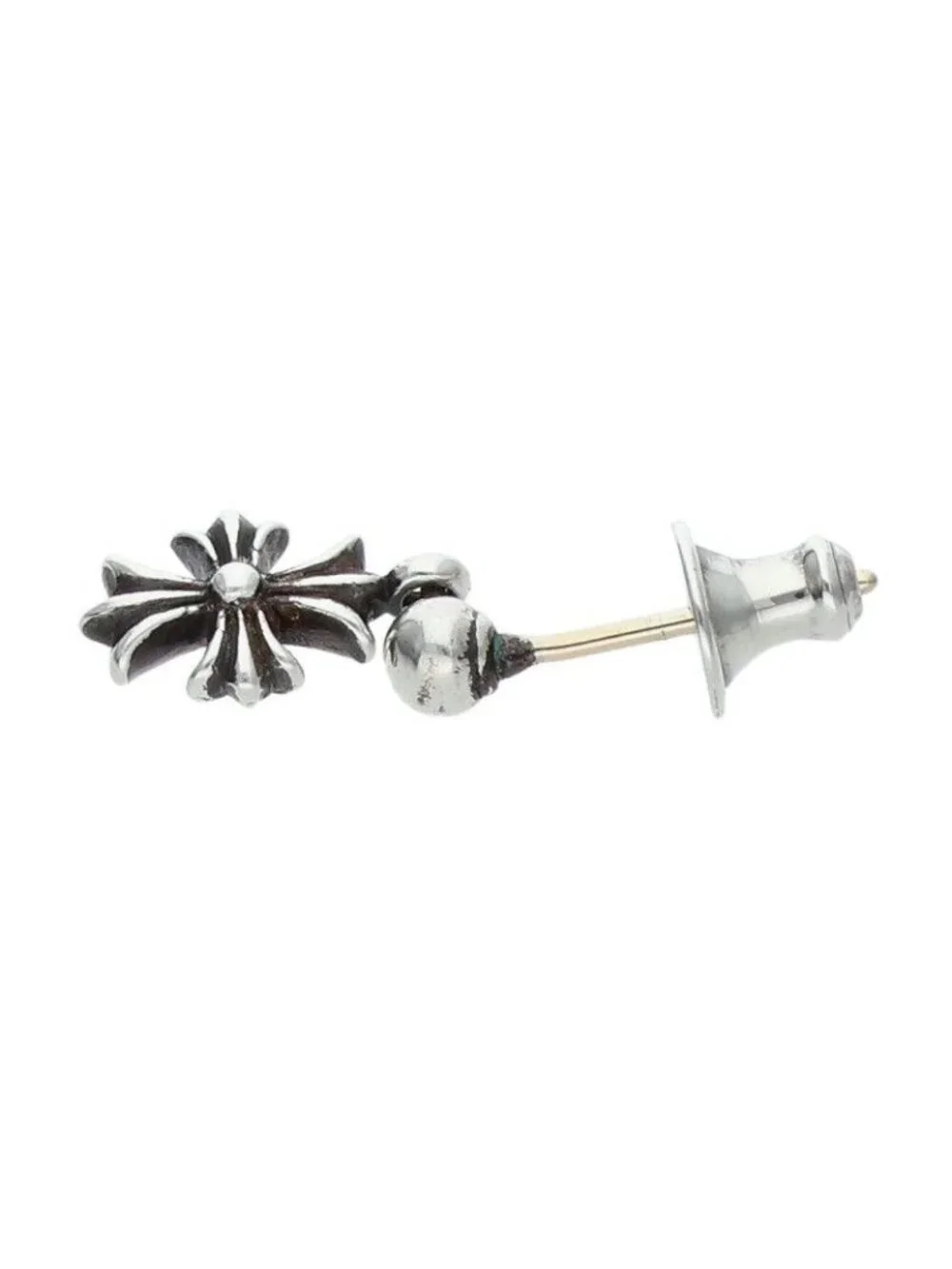 Chrome Hearts Tny CH Pls 1 Tiny Ech Plus Drop Silver Earrings
